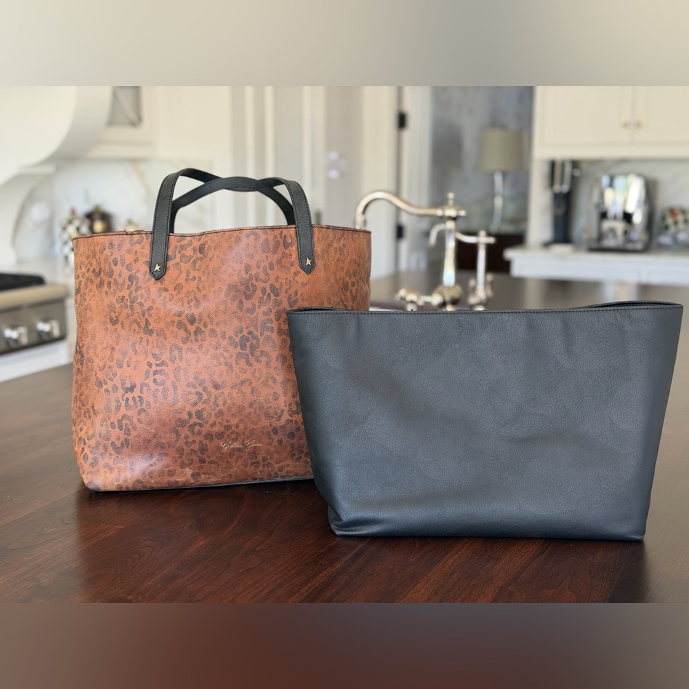 Golden Goose Leopard Leather Tote with Cuyana Leather Insert, dust bags, & tag - Picture 2 of 16